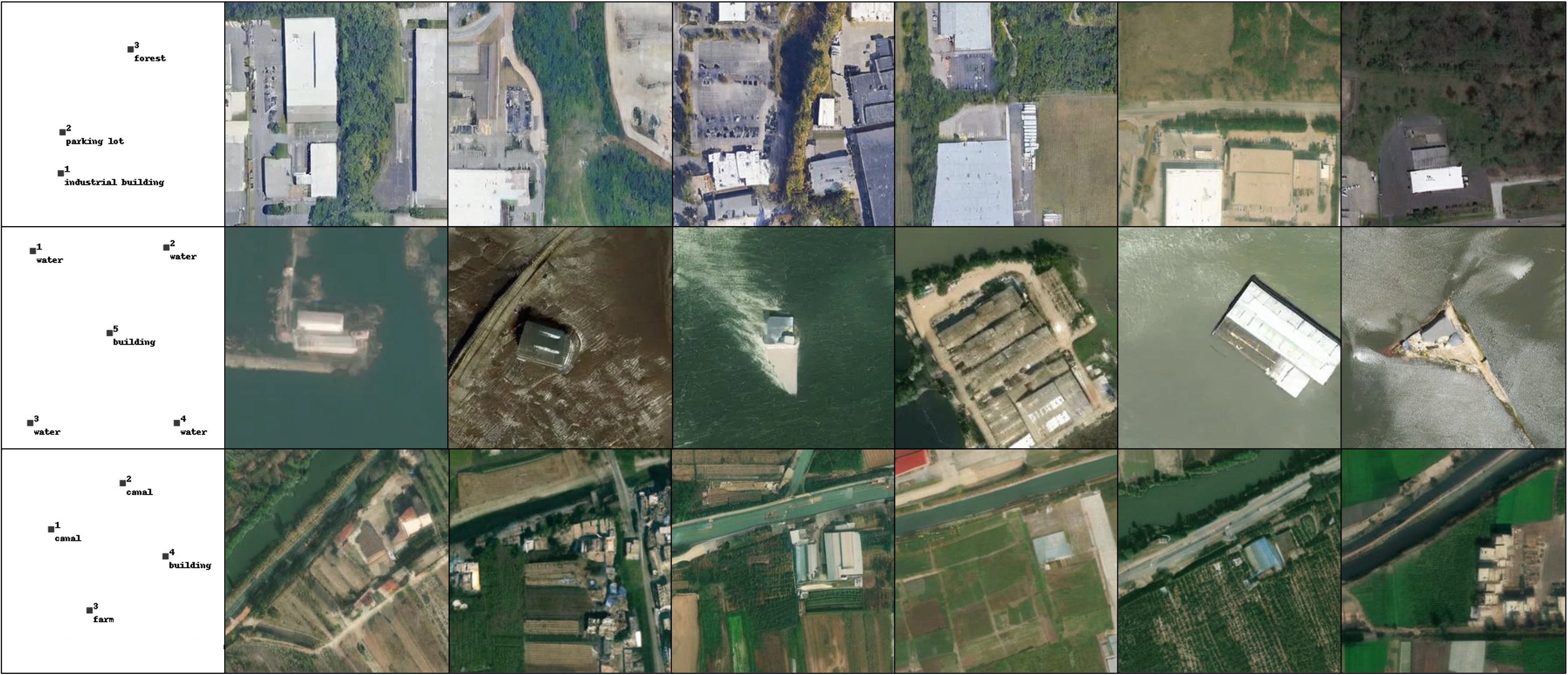 Point-prompted satellite image generation examples